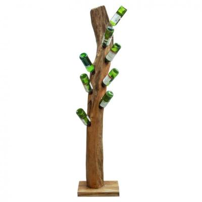 Natural Teak 8 Bottle Wine Rack